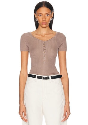 Lemaire Button Ribbed Bodysuit in Misty Mauve - Chocolate. Size L (also in M, S).