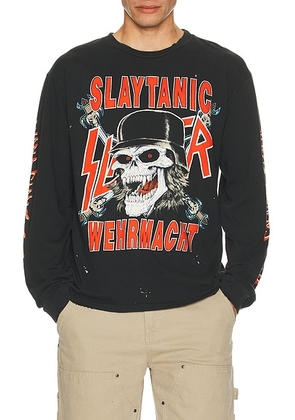 Madeworn Slayer Long Sleeve T-Shirt in Coal - Black. Size L (also in XL/1X, XXL/2X).