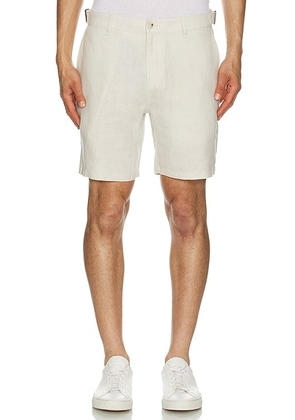 Onia Linen Fixed Waist Shorts in Stone - Beige. Size 36 (also in ).