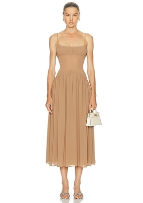 LPA Dawn Midi Dress in Mocha - Brown. Size L (also in M, S, XL, XS, XXS).