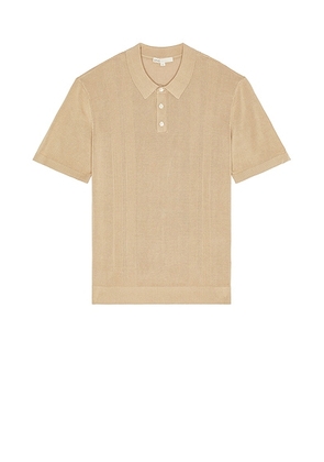 Onia Silk Ribbed Knit Polo in Tan - Tan. Size L (also in ).