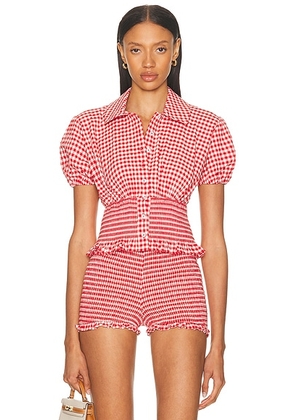 L'Academie by Marianna Gwen Top in Red & White - Red. Size L (also in M, S, XS).