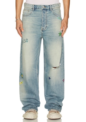 Nahmias Bandaid Baggy Jeans in Light Wash - Blue. Size 32 (also in 34, 38).