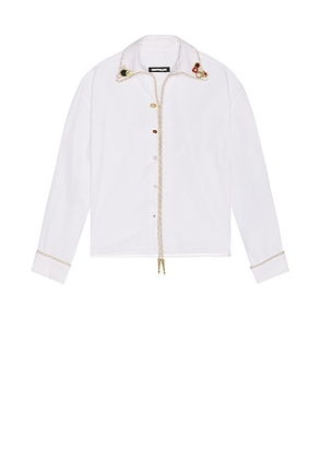 Kody Phillips Embellished Long Sleeve Lasso Shirt in White - White. Size XL/1X (also in ).