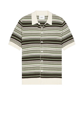 NN07 Nolan Polo Cardigan 6686 in Green Stripe - Green. Size M (also in S).