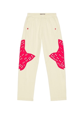 Kiko Kostadinov Perforated Fleece Jogger in Natural - Cream. Size L (also in M, S, XL/1X).