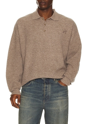 Malbon Golf Gauge Waffle Knit Polo in Taupe - Taupe. Size S (also in L).