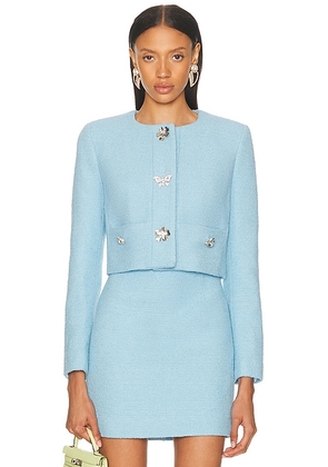 Oscar de la Renta Tweed Jacket in Baby Blue - Baby Blue. Size 8 (also in ).