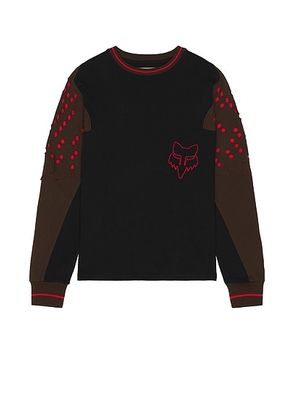 Kiko Kostadinov Perforated Long Sleeve Tee in Black Rinse - Black. Size L (also in M, S, XL/1X).