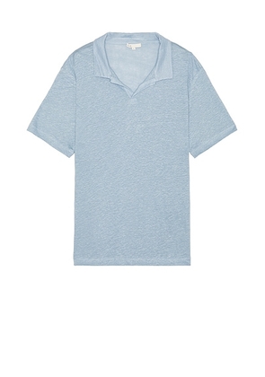 Onia Shaun Linen Polo in Dusty Blue - Blue. Size L (also in M, S, XL/1X).