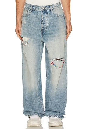 Nahmias Friendship Baggy Jeans in Light Wash - Blue. Size 30 (also in 34, 36).