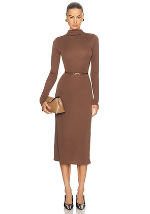 L'Academie by Marianna Lune Midi Dress in Chocolate Brown - Chocolate. Size L (also in M, S, XL, XS, XXS).