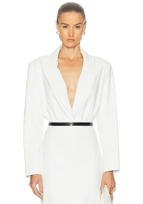 Norma Kamali Easy Fit Single Breasted Bodysuit in Snow White - White. Size M (also in L, S, XS).