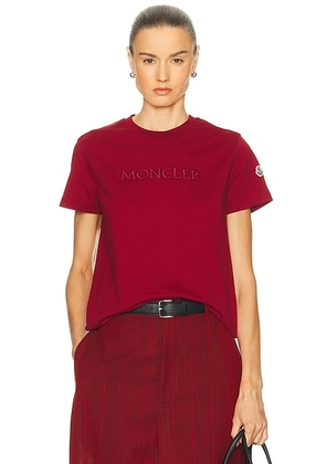 Moncler Short Sleeve T-shirt in Antique Burgundy - Burgundy. Size XS (also in ).