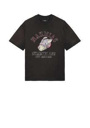 Nahmias Des Nations Boxy T-Shirt in Aged Black - Black. Size M (also in XL/1X).