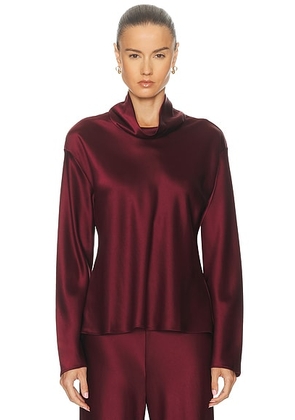 LESET Barb Long Sleeve Cowlneck Top in Bordeaux - Burgundy. Size L (also in S, XS).