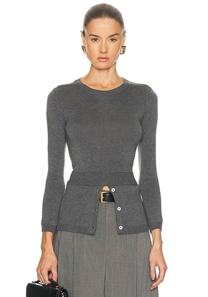 MATTHEW BRUCH Layered Long Sleeve Sweater in Charcoal Knit - Grey. Size L (also in S, XS).