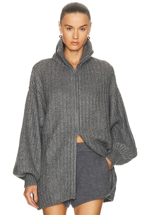 Lisa Yang Marly Zip Up Cardigan in Stormy Grey - Charcoal. Size 0 (also in ).
