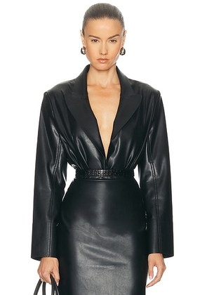 Norma Kamali Easy Fit Single Breasted Bodysuit in Black - Black. Size L (also in M, S, XS).