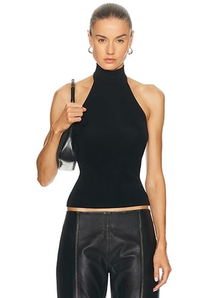 L'Academie Claudette Halter Knit Top in Black - Black. Size L (also in M, XL).