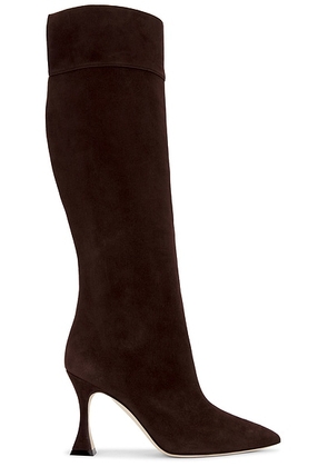 Manolo Blahnik Miralonepla 90 Boot in Dark Brown - Chocolate. Size 41 (also in 37, 37.5, 38, 39).