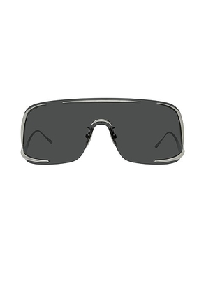 Loewe Shield Sunglasses in Shiny Palladium & Smoke - Grey. Size all.
