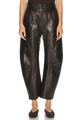 NILI LOTAN Shon Leather Pant in Dark Brown - Brown. Size 4 (also in 6, 8).