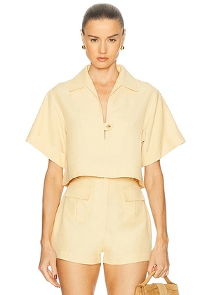 MATTHEW BRUCH Popover Shirt in Pale Yellow - Lemon. Size L (also in S).