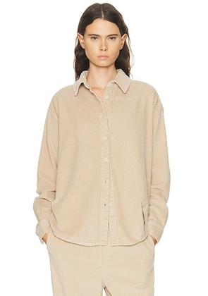 American Vintage Padow Long Sleeve Shirt in Mastic - Tan. Size M/L (also in XS/S).