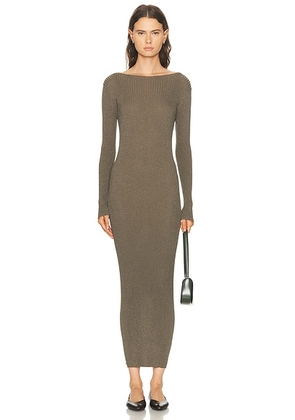 LESET Blake Rib Long Sleeve Maxi Dress in Moss - Olive. Size M (also in S).