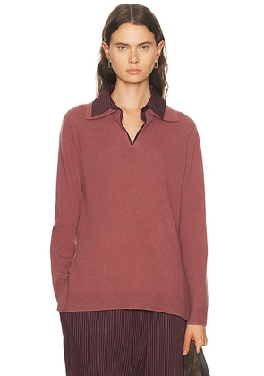 LESET Zoe Yoshi Polo Top in Maud - Mauve. Size L (also in M, S, XS).