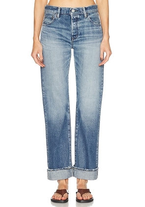 Moussy Vintage Deltona Straight Jeans in Blue - Blue. Size 23 (also in 24, 25, 26, 27, 29, 30).