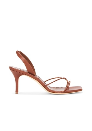Manolo Blahnik Ninfea 70 Sandal in Medium Brown - Brown. Size 36 (also in 36.5, 37, 37.5, 38.5, 39.5).