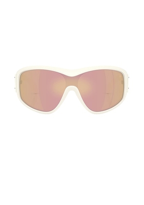Moncler Thyra Sunglasses in Matte Vanilla & Brown Mirror Gold - White. Size all.