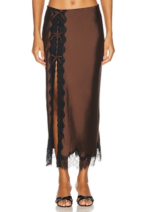 LoveShackFancy Calder Skirt in Chocolate Brown - Brown. Size L (also in S, XS).