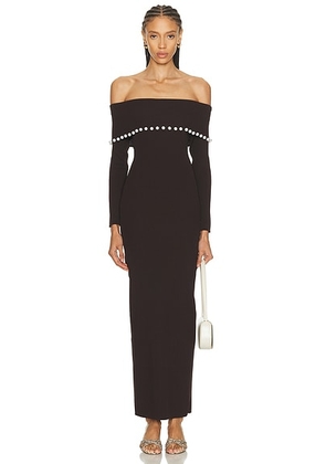 La Porte Anya Ribbed Foldover Dress in Black Coffee - Brown. Size L (also in M, S, XS).