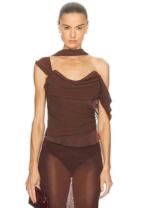 LPA Adara Corset Top in Brown - Brown. Size L (also in M, S, XS, XXS).