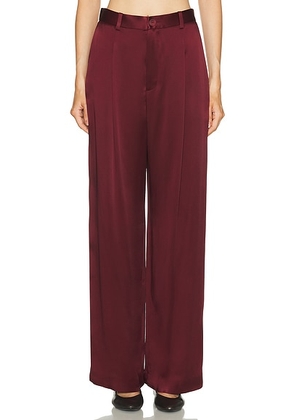Lapointe Satin Relaxed Pleat Pant in Crimson - Burgundy. Size 0 (also in 4).