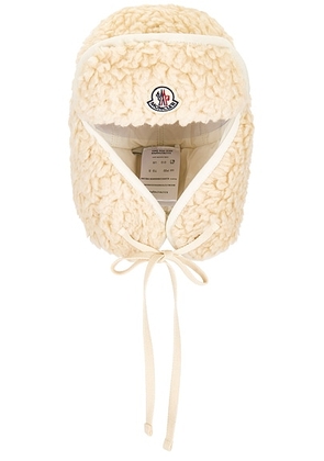 Moncler Faux Fur Aviator Hat in Natural - Cream. Size M (also in S).