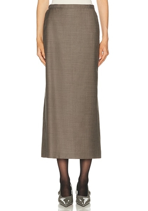 Loulou de Saison Cara Long Straight Skirt in Dark Brown Melange - Taupe. Size 36 (also in 38, 40, 42).