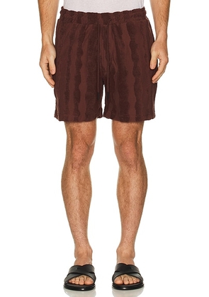 OAS Totem Terry Shorts in Brown - Red. Size S (also in XL/1X).