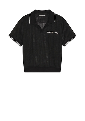 Kody Phillips Mesh Polo in Black - Black. Size L (also in M, S, XL/1X).