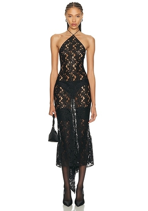 Ludovic de Saint Sernin Anthonia Lace Midi Dress in Black - Baby Blue. Size L (also in ).