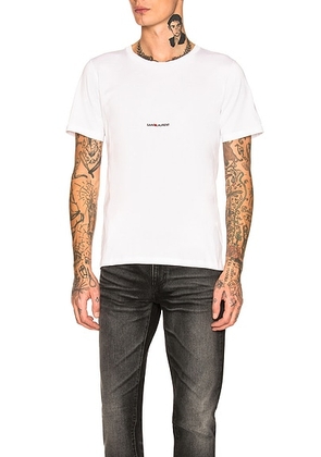 Saint Laurent Logo Tee in White - White. Size L (also in M, S, XL, XS).