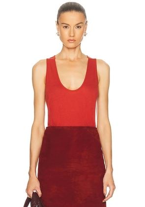 Loulou de Saison Albia Loose Fit U-Neck Tank Top in Red - Red. Size L (also in S).