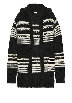 Saint Laurent Baja Classic Cardigan in Noir & Natural - Black. Size S (also in ).