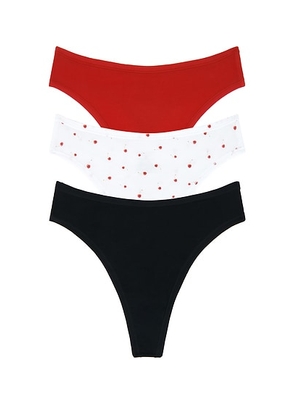 Negative Underwear Cloud Cotton Thong 3 Pack in Black Cherry - Red. Size M/L (also in XL/XXL, XS/S).