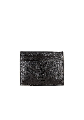 Saint Laurent Cassandre Credit Card Case in Black - Black. Size all.