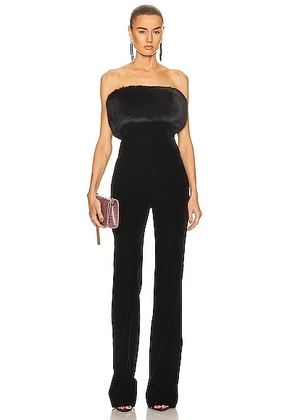 Saint Laurent Strapless Velour Jumpsuit in Noir - Black. Size 38 (also in ).