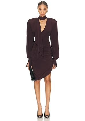 Mugler Long Sleeve Mini Dress in Dark Plum - Wine. Size 36 (also in ).